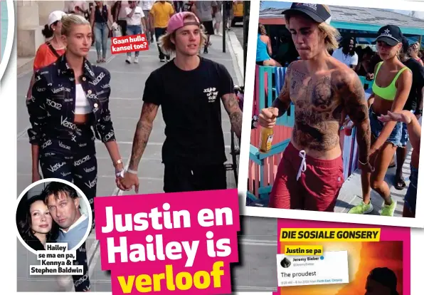  ??  ?? Hailey se ma en pa, Kennya & Stephen Baldwin Gaanhulle kanseltoe?