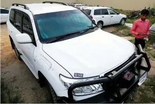  ?? AP ?? The vehicle of the American diplomat inside a police station in Islamabad. —