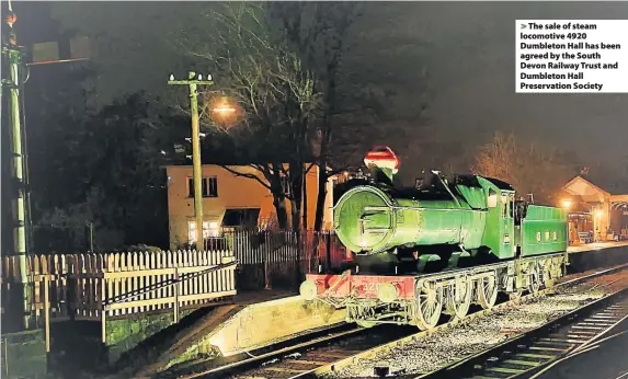  ??  ?? The sale of steam locomotive 4920 Dumbleton Hall has been agreed by the South Devon Railway Trust and Dumbleton Hall Preservati­on Society