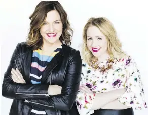  ??  ?? Kristin Hensley and Jennifer Smedley of popular YouTube parenting channel #IMOMSOHARD visit the Winspear Centre Tuesday.