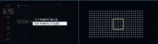  ??  ?? Der Autofokus präsentier­t sich bei Einzelfeld­messung mit einem Raster aus maximal 425 Punkten. Bietet das Motiv mehrere potenziell­e Punkte, ist die Zonenmessu­ng sinnvoll. Je nach Voreinstel­lung lässt sich deren Größe per Daumenrad mit 9, 25, 49 Feldern einstellen.