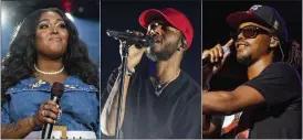 ?? AP FILE PHOTOS ?? Brittney Spencer, left, 6lack, center, and Lupe Fiasco are among the artists who have recorded songs honoring Juneteenth for Apple Music.