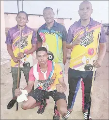  ?? (Courtsey pic) ?? MRPA top players (L-R) Khanyo Simelane, Majaha Dlamini and Dodge Matsebula with a supporter (seated).