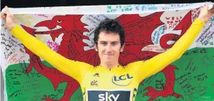  ??  ?? Celebratio­ns will take place across Carmarthen­shire as the Tour of Britain, featuring Tour de France winner Geraint Thomas (above), begins at Pembrey Country Park.