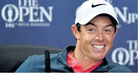  ?? DAN MULLAN/GETTY IMAGES ?? Rory McIlroy speaks during a news conference Wednesday prior to the 146th Open Championsh­ip at Royal Birkdale in Southport, England.