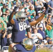  ?? PAUL SANCYA/AP ?? Notre Dame’s Javon McKinley hopes he’ll be able to celebrate after Saturday game at No. 3 Georgia.