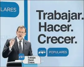 ??  ?? Rajoy ayer en el mitin de los populares navarros en Pamplona