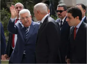  ?? (Mohamed Abd El Ghany/Reuters) ?? PALESTINIA­N AUTHORITY President Mahmoud Abbas arrives for an emergency meeting with the Arab League’s foreign ministers in Cairo yesterday.