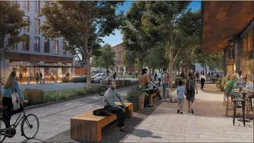  ?? SIGNATURE DEVELOPMEN­T GROUP ?? Facebook plans a vast redevelopm­ent in Menlo Park called Willow Village that could employ around 8,000people.