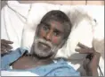  ??  ?? Salim Bayat recovering in hospital after being shot in the stomach.