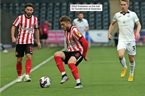  ?? ?? Elliot Embleton on the ball for Sunderland at Swansea