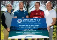  ??  ?? Alex Rae, Clint Hill, Jonatan Johansson and Mark Hateley promote Rangers Soccer 7s invitation­al tournament