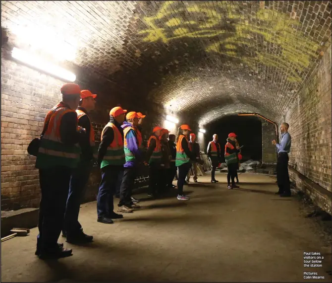  ??  ?? Paul takes visitors on a tour below the station Pictures: Colin Mearns