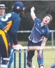  ?? ?? Geelong City bowler James Leather bowls to Marshall batsman Jack Burns.