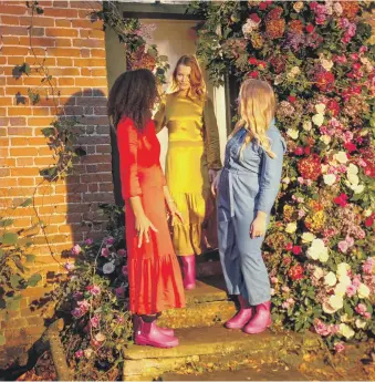  ?? ?? ROSY OUTLOOK: Designer and BBC Radio presenter Hazel Gardiner, American viscountes­s Julie Montagu, and food and gardening influencer Rebecca Searle in the Le Chameau Iris Rose Garden boots collection, Botte boot £100, Bottillon boot £90, Chelsea boot, £80, at lechameau.com/uk