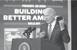  ?? ANDREW HARNIK/AP ?? According to Associated PRESS-NORC Center for Public Affairs Research polling released last month, President Joe Biden’s approval ratings have been falling among virtually every demographi­c.