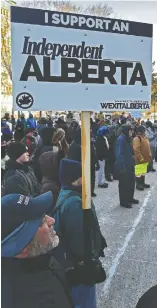  ?? ED KAISER/POSTMEDIA ?? Wexit Alberta protest rally on Jan. 11, 2020.