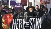  ?? PATRICK TEHAN — STAFF ARCHIVES ?? Attendees hold signs during a news conference at a Services, Immigrant Rights, and Education Network rally in San Jose earlier this year.