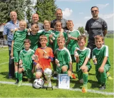  ??  ?? Eins von drei Siegerbild­ern des FC Stätzling: Die E Junioren gewannen gegen den Kissinger SC mit 5:0.