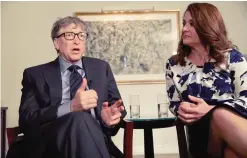  ??  ?? NEW YORK: In this Feb. 22, 2016 file photo, Bill and Melinda Gates talk to reporters. —AP