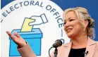  ?? APP ?? Sinn Fein’s Michelle O’Neill speaking after her party’s victory.