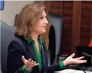  ?? DOUG HOKE/THE OKLAHOMAN ?? State Superinten­dent Joy Hofmeister speaks during the Oklahoma State Board of Education meeting, Sept. 30.