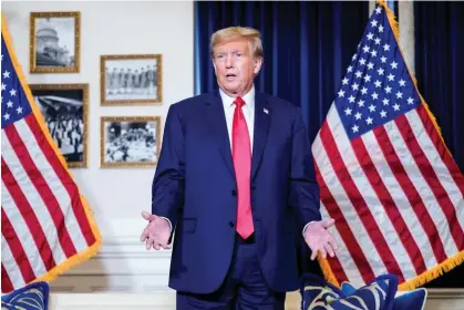  ?? ?? Donald Trump in Washington DC following a hearing at the DC circuit court of appeals on 9 January. Photograph: Susan Walsh/AP