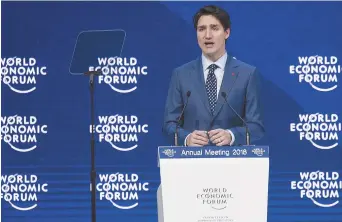  ??  ?? Justin Trudeau, mardi, à Davos. - La Presse canadienne: Paul Chiasson