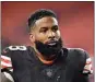  ?? DAVID RICHARD / AP ?? Cleveland Browns wide receiver Odell Beckham Jr. walks off the field after an NFL game against the Arizona Cardinals Oct. 17 in Cleveland.