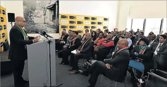  ?? PHOTO: GCIS ?? FRAGILE ECONOMY: President Jacob Zuma addressing Team SA on the margins of the WEF 2016 Annual Meeting in Davos, Switzerlan­d