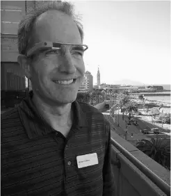  ??  ?? Reporter Michael Liedtke got a chance to test Google Glass. The device is scheduled to go on sale to the general public next year.