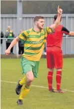  ??  ?? Antony Hickey wrapped up the victory over Irlam with Linnets’ fourth goal of the night.