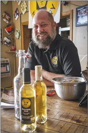  ?? (Arkansas Democrat-Gazette/Cary Jenkins) ?? Tony Fry, an IT profession­al by day, is the man behind Arkansas Meadery, the state’s first known producer of mead, an ancient alcoholic drink.