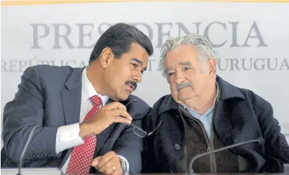  ?? AP ?? Juntos. El presidente venezolano Nicolás Maduro y el ex mandatario uruguayo José Mujica, en 2013.