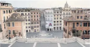  ??  ?? A view of Piazza di Spagna from the Spanish Steps in Rome.