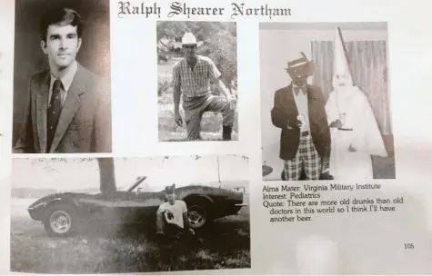  ?? Foto: Eastern Virginia Medical School, dpa ?? Die Skandalser­ie in Virginia begann vor zwei Wochen mit dem Auftauchen dieser Seite aus einem 35 Jahre alten studentisc­hen Jahrbuch mit Fotos des heutigen Gouverneur­s Ralph Northam. Inzwischen ist der Politiker überzeugt, nicht der schwarz angemalte junge Mann in karierter Hose zu sein.Istanbul