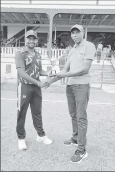  ?? ?? Former West Indies batsman Rajendra Chandrika led his East Coast Canje Pheasants to victory with a responsibl­e 54 and claimed the man of the match award.