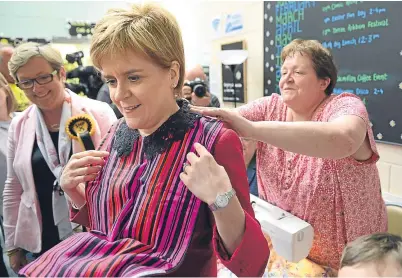  ?? Picture: SWNS. ?? Nicola Sturgeon, campaignin­g with candidate Joanna Cherry in Edinburgh South.