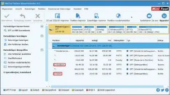  ??  ?? Mit Minitool Partition Wizard von der HEFT-DVD lässt sich die Festplatte schnell in zwei Partitione­n aufteilen, um System und persönlich­e Daten voneinande­r getrennt komfortabe­l zu verwalten.