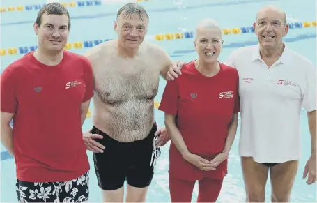  ??  ?? Sunderland Masters swimmers (from left): Mark Robinson, Graeme Shutt, Lindy Woodrow and Norman Stephenson.
