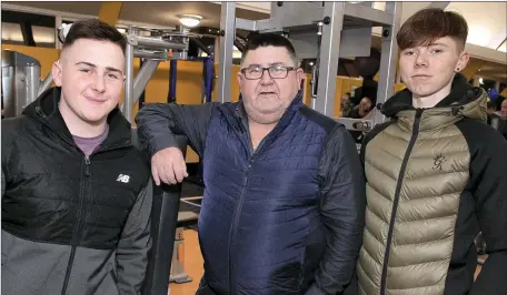  ??  ?? Dan Breen with his dad Tommy, and Sean Dodds at the official opening of the new gym at Coral Leisure Arklow.