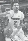  ?? BRAD HORRIGAN/HARTFORD COURANT ?? Freshman James Bouknight scored 19 in UConn’s double-OT loss to Xavier on Friday. “We put the country on notice,” he said. The Huskies face Miami on Sunday at 1 p.m. in the Charleston Classic’s consolatio­n game.