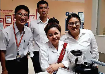  ??  ?? IMU’s dietetics with nutrition students (back row, from left) Wong Wei Xiang, Yap Thien Vern and Lim Wan Ying underwent a three-week attachment at a private hospital in Thailand.