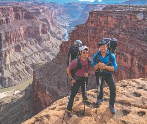  ??  ?? Kevin Fedarko, left, and Pete McBride are pictured during their trek through the Grand Canyon. The Vancouver Internatio­nal Mountain Film Festival will stream their award-winning documentar­y film Into the Canyon May 29-31.