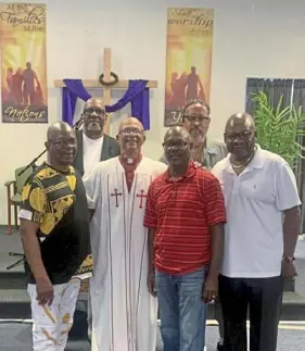  ?? ?? Former drill team members at a 2023 reunion in Winchester, Va., include, front row: Roger Cook, the Rev. Alvin Jerry Walker, Alexander “JP” Pugh Jr. and Anthony Kirkland; back row, Lawrence “Bugga” Lindsay and Darryl Gibson.