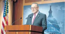  ?? BILL CLARK/ROLL CALL ?? Senate Majority Leader Chuck Schumer, shown last month, has been handed a tool by the chamber’s parliament­arian to advance some legislatio­n without having to meet a 60-vote threshold requiring Republican support.