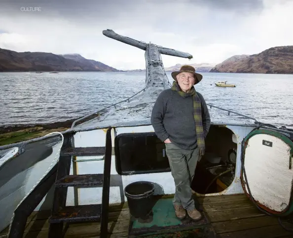  ??  ?? Above: Seventy-three year old Tom McClean is hoping to make his sixth transatlan­tic crossing in his 65ft whale-shaped vessel
Moby.