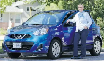  ?? Jenn Pierce/Driving ?? Calgarian Lynne Nieman with the 2015 Nissan Micra she tested for a week.