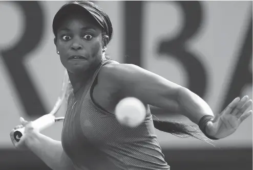  ?? CHRISTOPHE SIMON / GETTY IMAGES ?? American Sloane Stephens would appear to have the advantage heading into Saturday’s French Open final against Romania’s Simona Halep, the No. 1 seed. Stephens is a perfect 6-0 in title matches while Halep is 0-3.