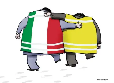  ??  ?? Den italienske regering har udtrykt sympati for Frankrigs nye protestbev­aegelse.